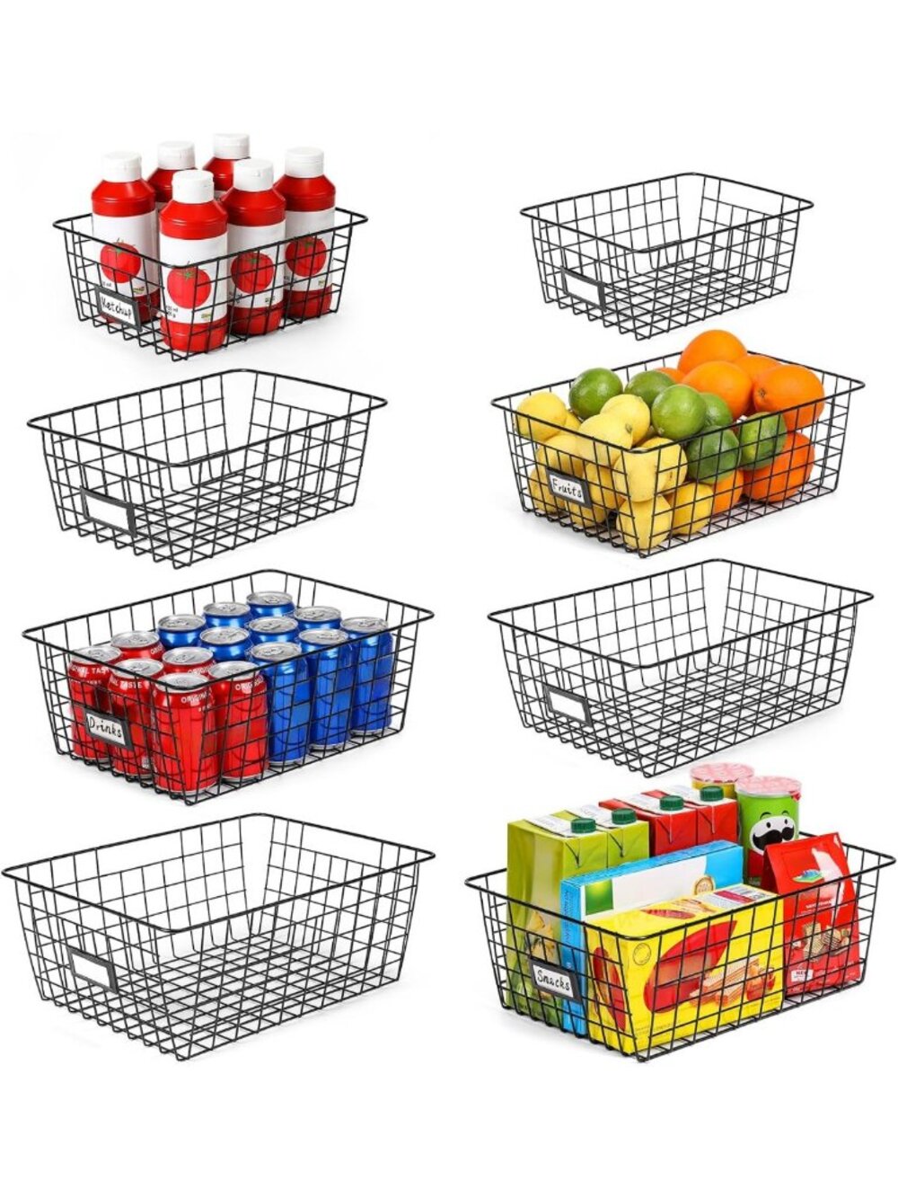 Extra Large Wire Baskets Set - Organizing Storage Bins for Kitchen, Pantry